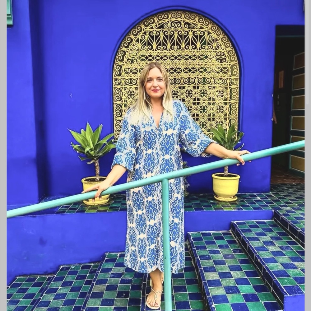 Zara Blue and White Patterned Dress - Picture 6 of 10